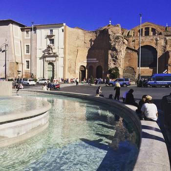 #santaMariaDegliAngeli #roma #esterior #church from the #fountain in #piazzaDellaRepubblica